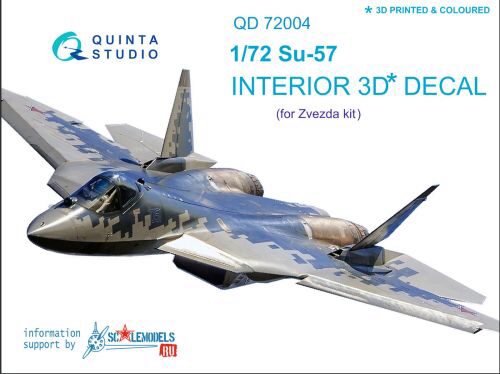 Quinta Studio QD72004 1/72 SU-57 3D-Printed & coloured Interior on decal paper (for Zvezda kit) (2 version blue&grey panel colour)