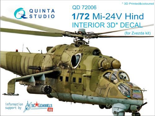 Quinta Studio QD72006 1/72 Mi-24V 3D-Printed & coloured Interior on decal paper  (for Zvezda kit)