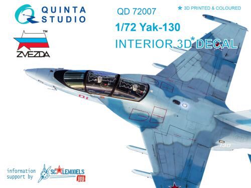 Quinta Studio QD72007 1/72 Yak-130 3D-Printed & coloured Interior on decal paper  (for Zvezda kit)