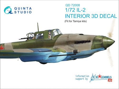 Quinta Studio QD72008 1/72 IL-2 Shturmovik 3D-Printed & coloured Interior on decal paper  (for Tamiya kit)