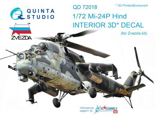 Quinta Studio QD72018 1/72 Mi-24P 3D-Printed & coloured Interior on decal paper  (for Zvezda kit)