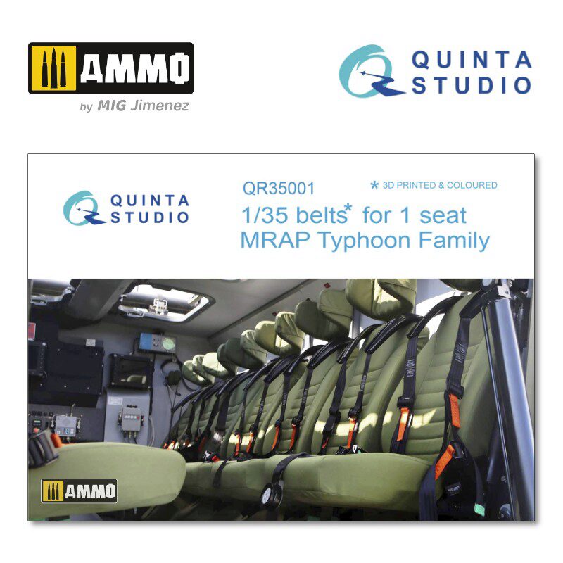 Quinta Studio QR35001 1/35 MRAP Typhoon Family belts for 1 seat, 3D-Printed &amp, coloured on decal paper (for all kits) 