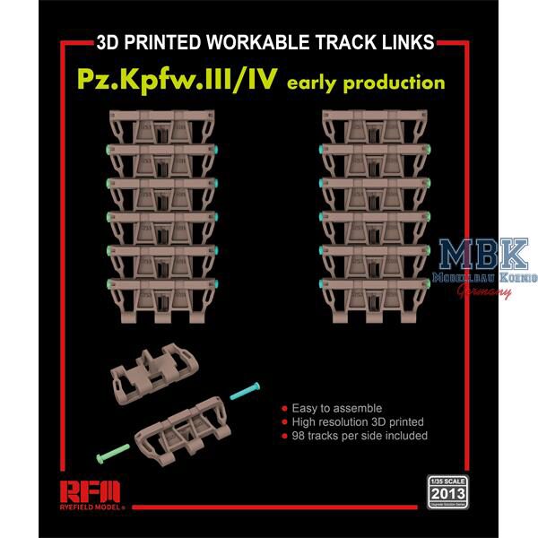 RYE FIELD MODEL 2013 Panzer III / IV early workable tracks (3D printed)
