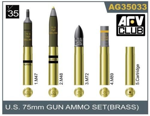 AFV-Club AG3533 75mm gun ammo brass set
