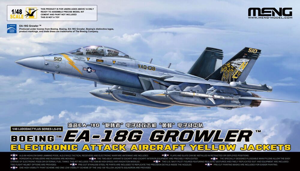 MENG-Model LS-019 Boeing EA-18G Growler Electronic Attack Aircraft Yellow Jackets