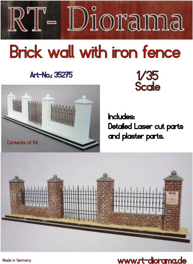 RT-DIORAMA 35275k Brick Wall with Iron Fence [Keramic]