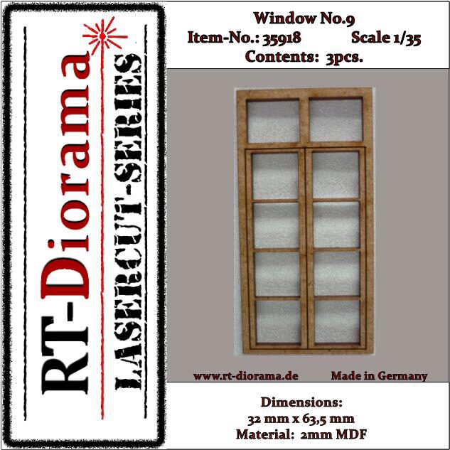 RT-DIORAMA 35918 Lasercut: Sprossenfenster Nr.9 (3er Set)