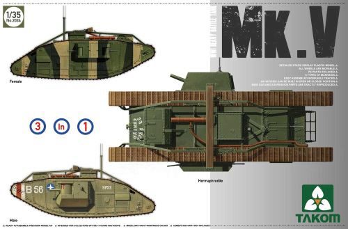 Takom 2034 WWI Heavy Battle Tank MarkV 3 in 1