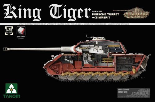 Takom 2046S WWII German Heavy Tank Sd.Kfz.182 King Tiger Porsche Turret w/Zimmerit