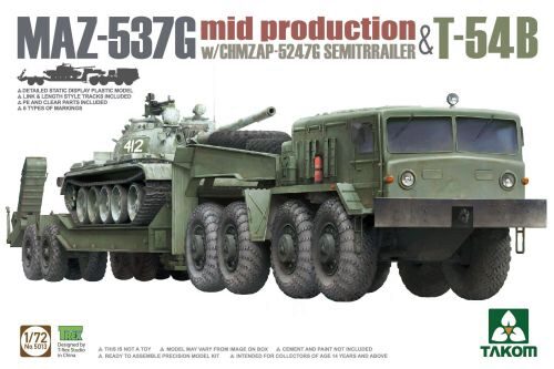 Takom 5013 MAZ-537G  w/ChMZAP-5247G   Semi-trailer mid production & T-54B