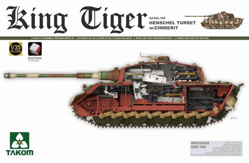 TAKOM MODEL TAK2045 King Tiger Henschel w/Zimmerit - full INTERIOR