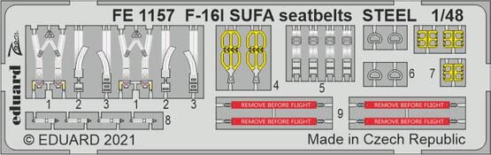 Eduard Accessories FE1157 F-16I SUFA seatbelts STEEL 1/48 for KINETIC