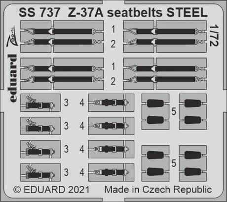 Eduard Accessories SS737 Z-37A seatbelts STEEL 1/72 for EDUARD