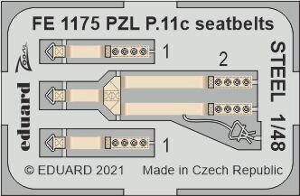 Eduard Accessories FE1175 PZL P.11c seatbelts STEEL 1/48 for ARMA HOBBY