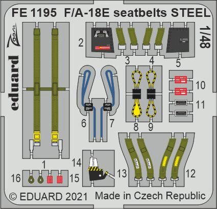 Eduard Accessories FE1195 F/A-18E seatbelts STEEL 1/48 for MENG