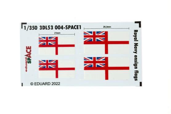 Eduard Accessories 3DL53004 Royal Navy ensign flags SPACE
