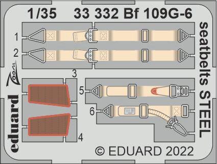 Eduard Accessories 33332 Bf 109G-6 seatbelts STEEL