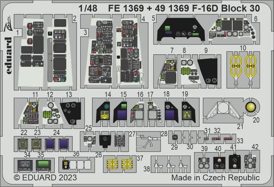 Eduard Accessories FE1369 F-16D Block 30 1/48 KINETIC