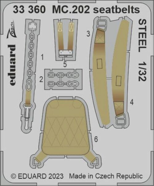 Eduard Accessories 33360 MC.202 seatbelts STEEL 1/32 ITALERI