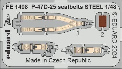 Eduard Accessories FE1408 P-47D-25 seatbelts STEEL 1/48