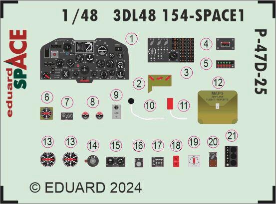Eduard Accessories 3DL48154 P-47D-25 SPACE 1/48