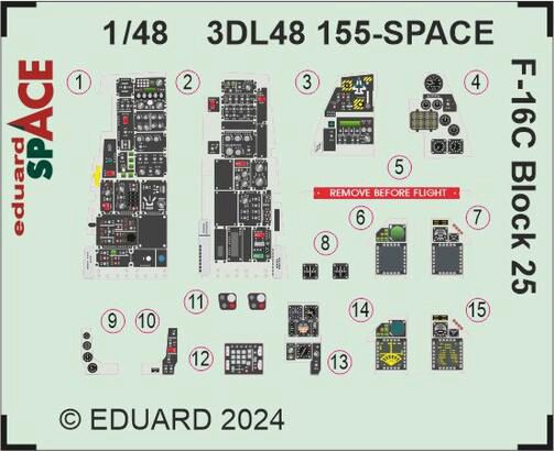 Eduard Accessories 3DL48155 F-16C Block 25 SPACE 1/48