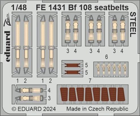 Eduard Accessories FE1431 Bf 108 seatbelts STEEL 1/48 EDUARD
