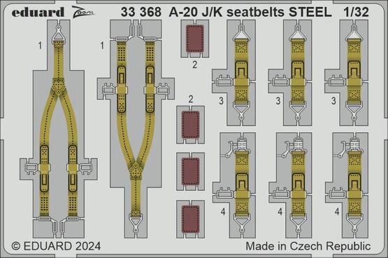 Eduard Accessories 33368 A-20J/K seatbelts STEEL  HKM