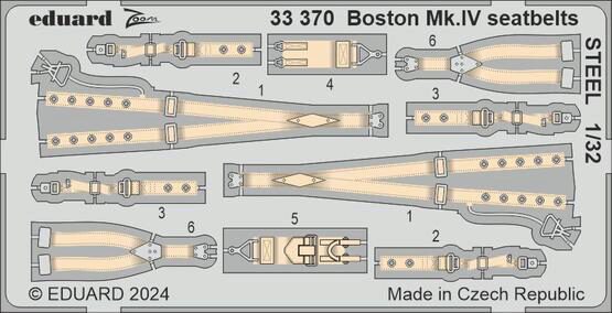 Eduard Accessories 33370 Boston Mk.IV seatbelts STEEL  HKM