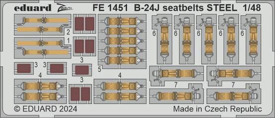 Eduard Accessories FE1451 B-24J seatbelts STEEL  HOBBY BOSS