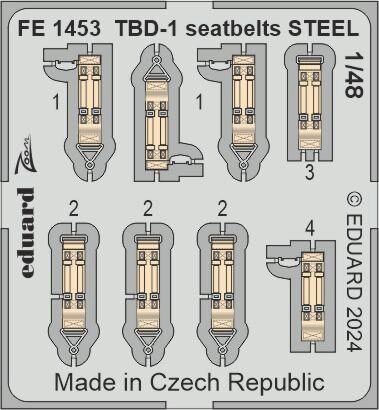 Eduard Accessories FE1453 TBD-1 seatbelts STEEL  HOBBY BOSS