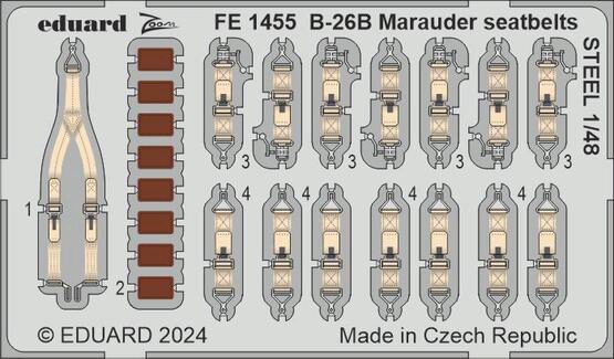 Eduard Accessories FE1455 B-26B Marauder seatbelts STEEL  ICM