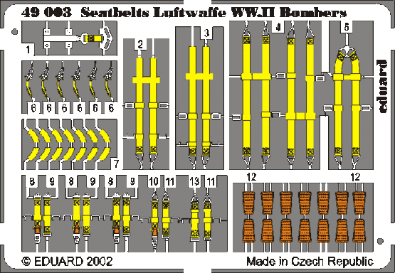 Eduard Accessories 49003 Sicherheitsgurte Luftwaffe WW.II Bombers Fotoätzsatz Sicherheitsgurte