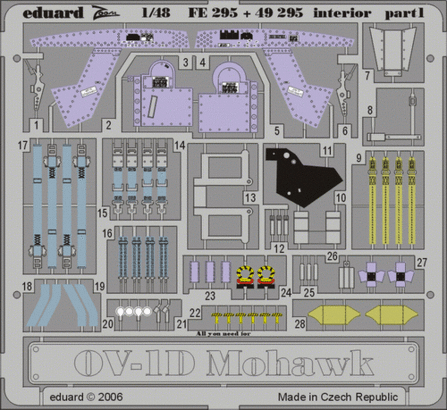 Eduard Accessories 49295 OV-1D Mohawk interior für Roden Bausatz Teils farbig bedruckter Fotoätzsatz 
