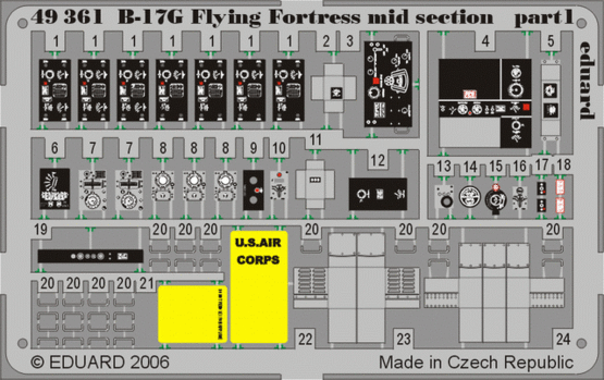 Eduard Accessories 49361 B-17G Flying Fortress mid section für Revell/Monogram Bausatz Teils farbig bedruckter Fotoätzsatz 