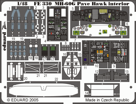 Eduard Accessories FE330 MH-60G Pave Hawk interior für Italeri Bausatz 