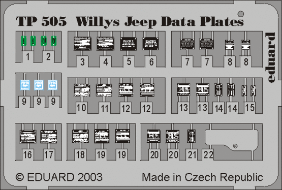 Eduard Accessories TP505 Willys Jeep Data plates Fotoätzsatz