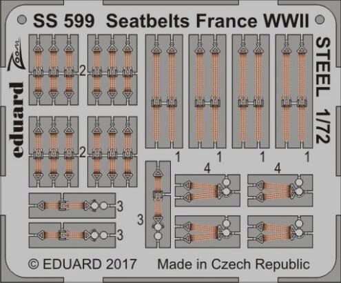 Eduard Accessories SS599 Seatbelts France WWII STEEL