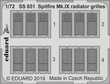 Eduard Accessories SS651 Spitfire Mk.IX radiator grilles f.Eduard