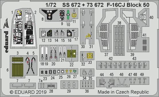 Eduard Accessories SS672 F-16CJ Block 50 for Tamiya