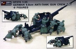 Hobby Fan HF576 Germ. 8.8cm Anti-Tank Gun Crew Set (9Fig