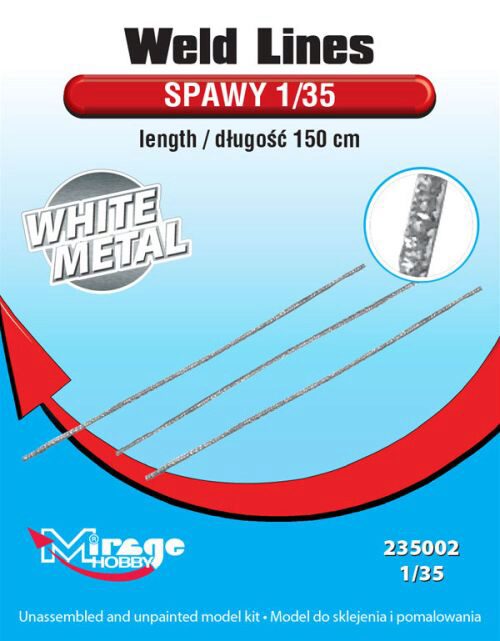 Mirage Hobby 235002 Weld Lines sc.1/35 Length:150cm(WhiteMet