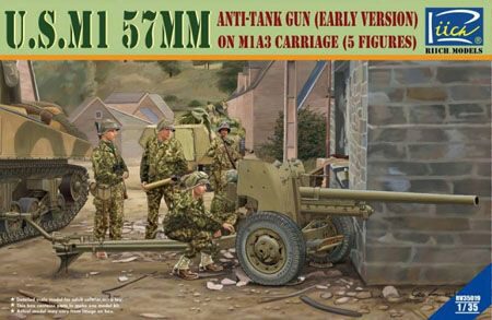 Riich Models RV35019 U.S.M1 57mm anti-tank Gun early version on M1A3 Carriage w/Crews (5 figu