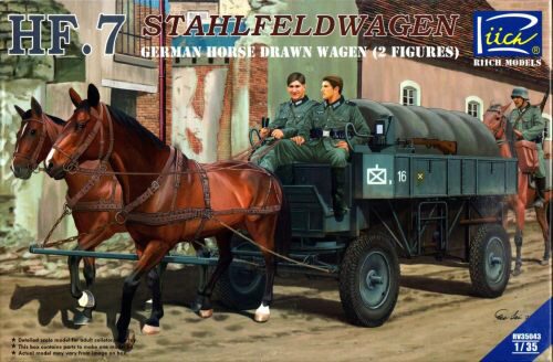 Riich Models RV35043 German Hf.7 Horse drawn Steel field wage w/2Horses &2 Figures