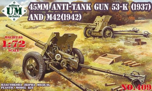 Unimodels UMT409 45mm Antitank guns 53-K (1937) and M42 (1942)