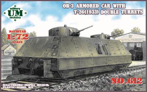 Unimodels UMT612 OB-3 armored railway car with two T-26