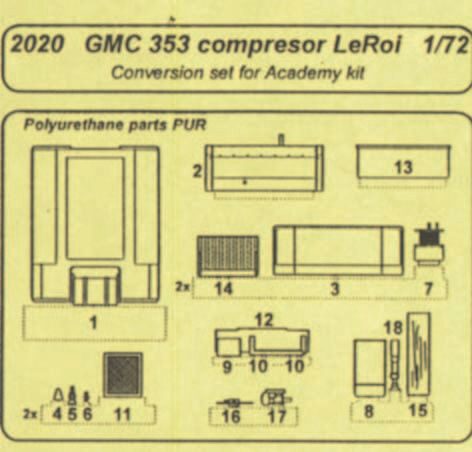 CMK 2020 GMC 353 kompresor Le Roi conversion set für Academy Bausatz