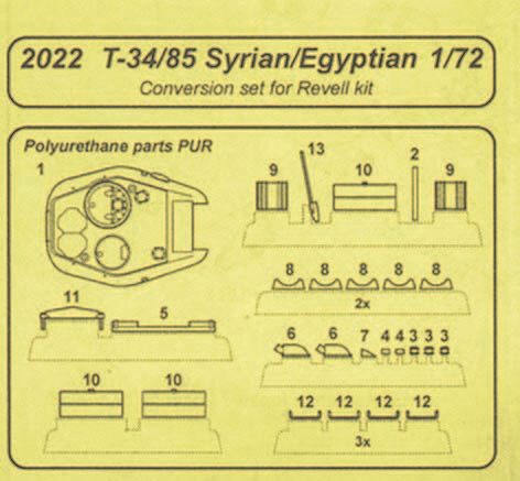 CMK 2022 T-34/85 Syrian/Egyptian Version Resin Umbausatz für Revell-Bausatz