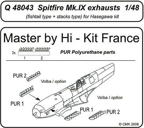 CMK Q48043 Spitfire Mk. IX exhausts für Hasegawa Bausatz