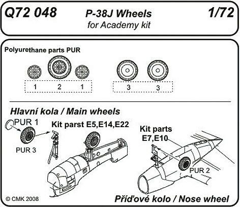 CMK Q72048 P-38J Lightning wheels für Academy Bausatz
